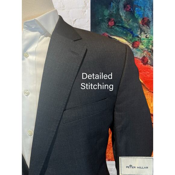 Peter Millar 50L 42x30 Charcoal Gray Nailhead Quality Wool 2 Piece Suit - Picture 4 of 16